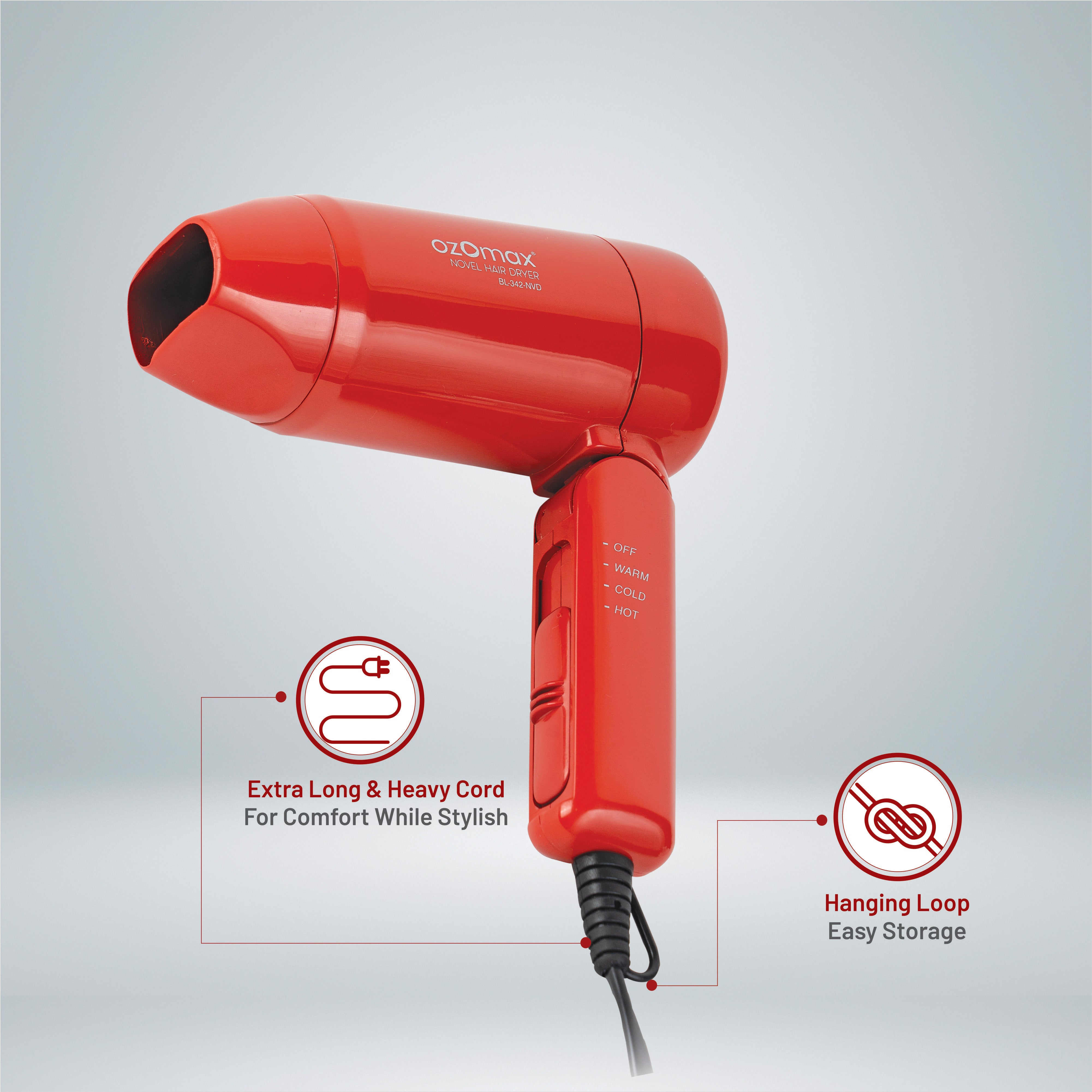 NOVEL HOT & COLD HAIR DRYER 1000 WATT – Ozomax