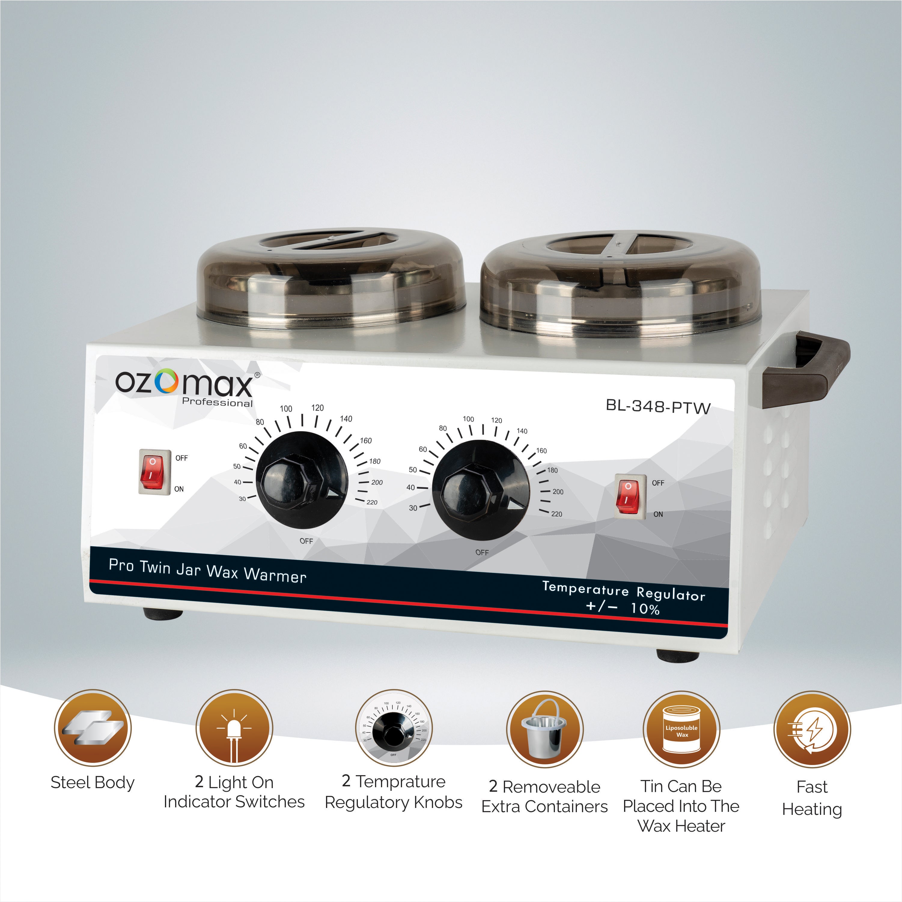 PROFESSIONAL TWIN JARS WAX WARMER – Ozomax