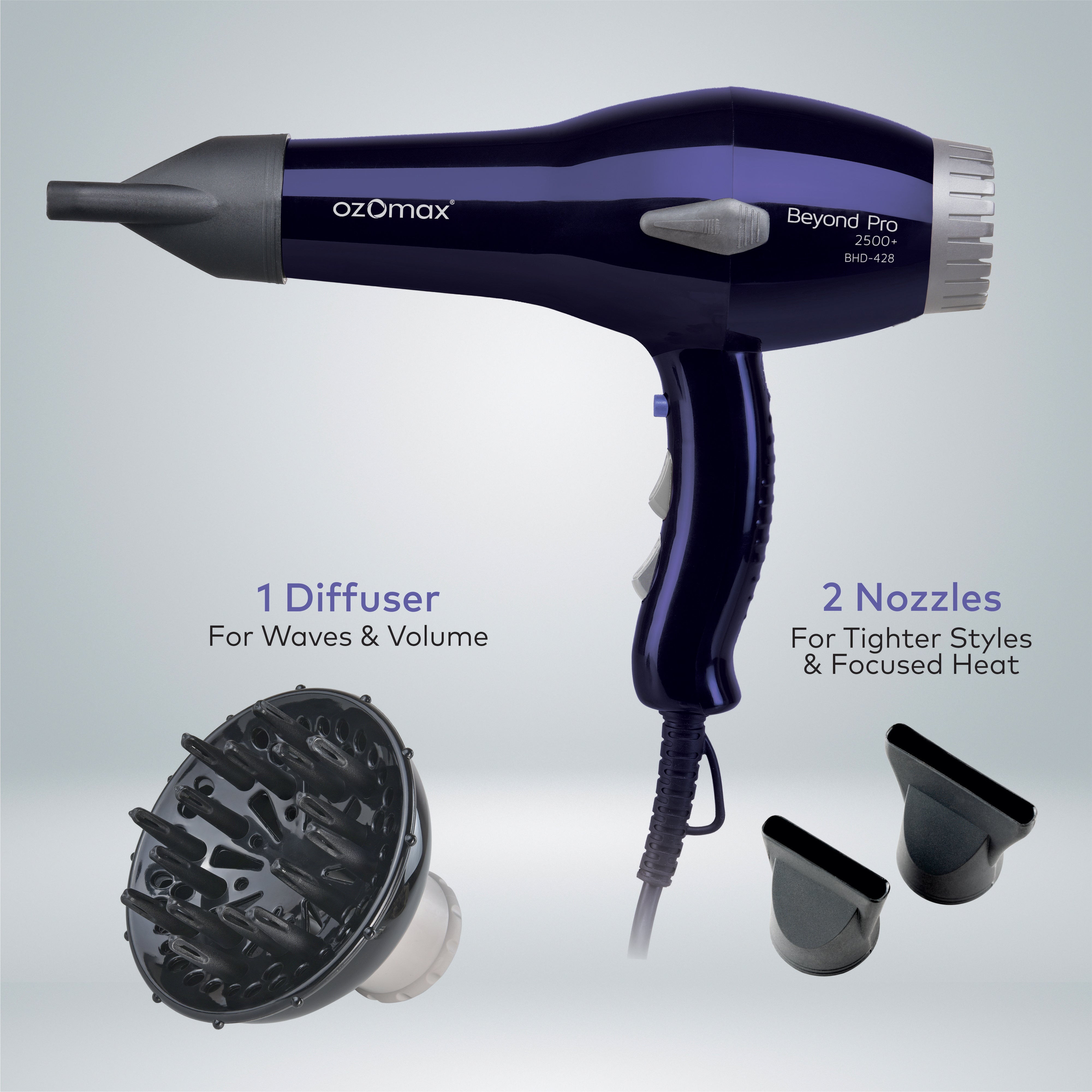Beyond Pro Hair Dryer 2500+ with Diffuser – Ozomax