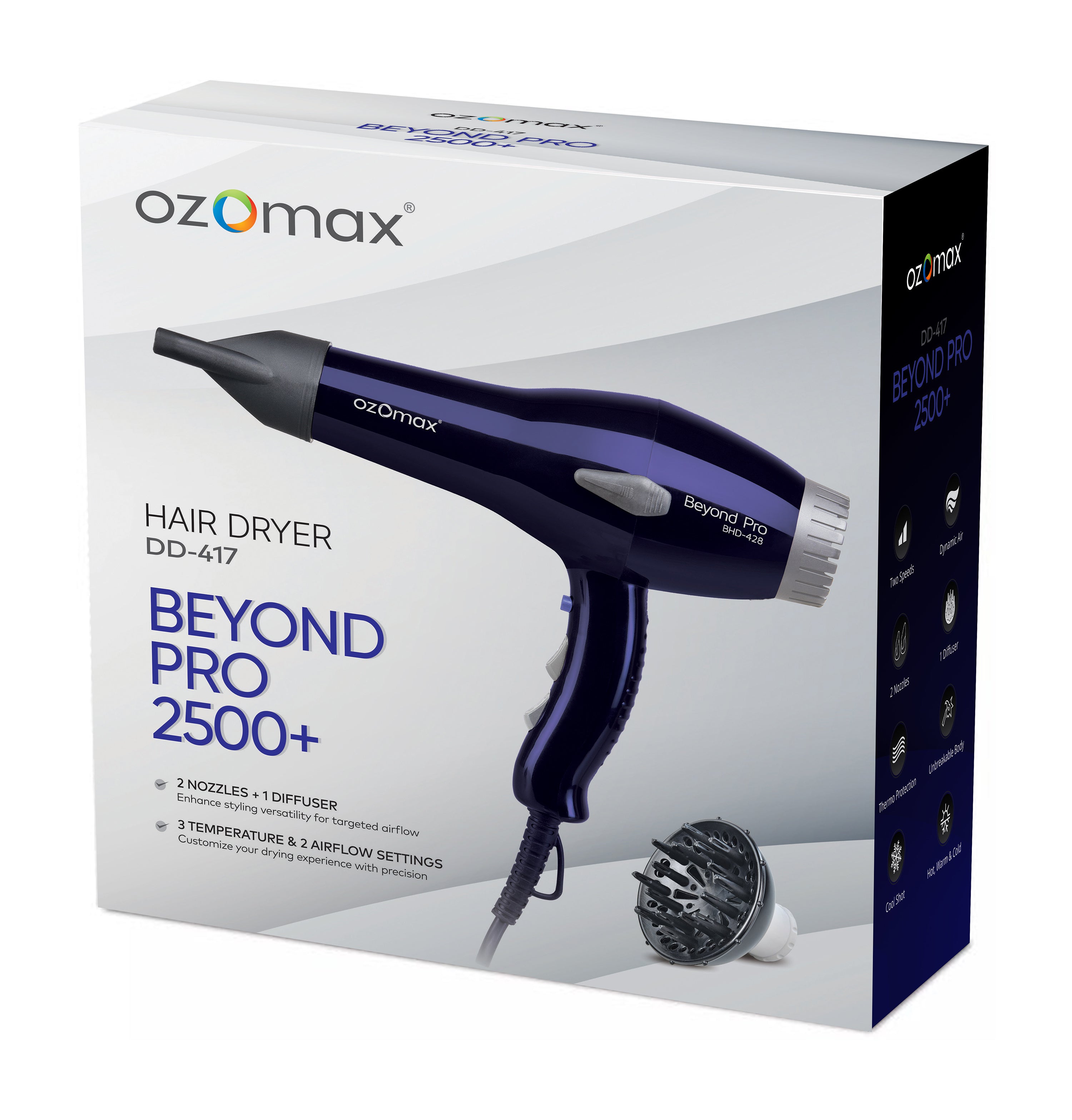 Beyond Pro Hair Dryer 2500+ with Diffuser – Ozomax