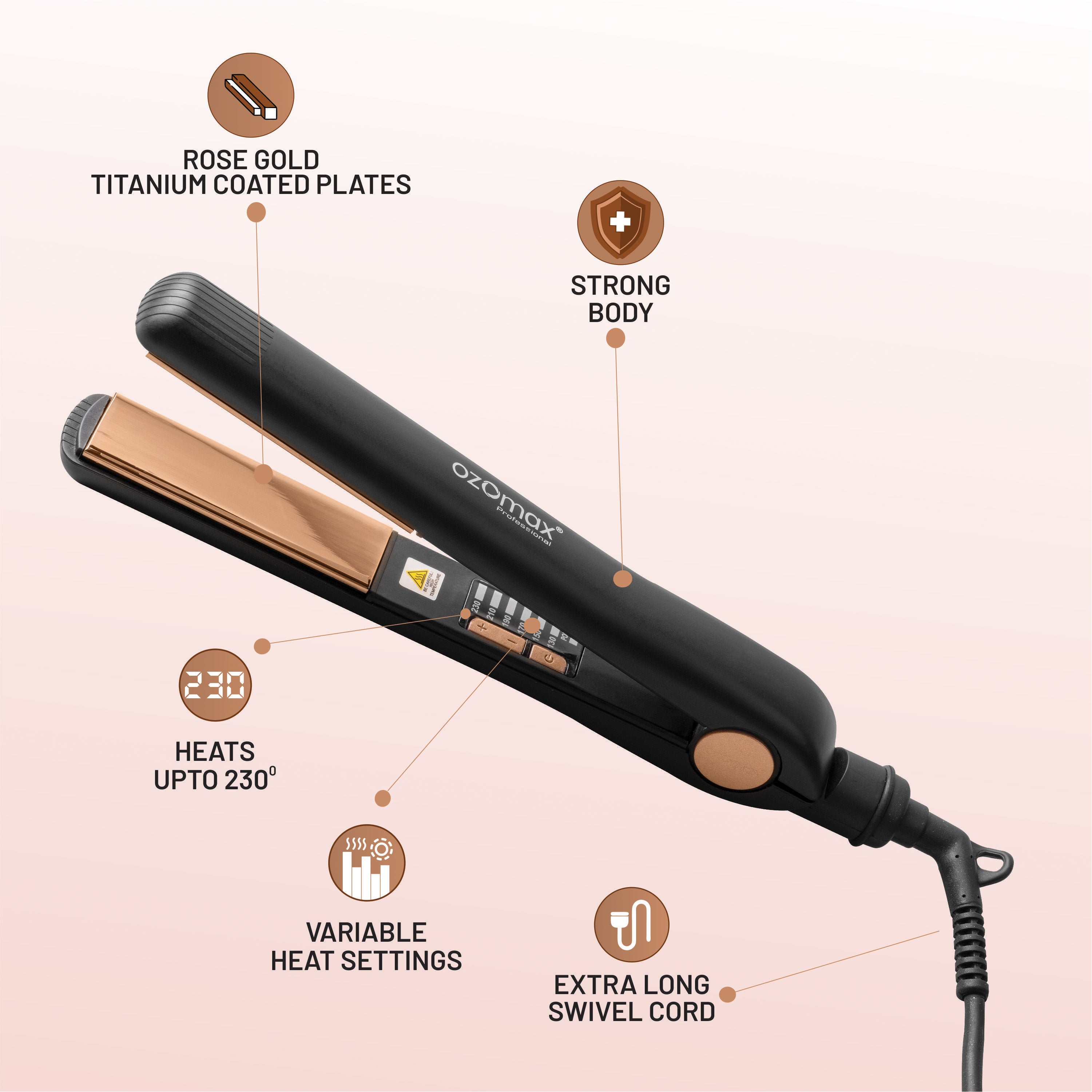 HAZEL PRO HAIR STRAIGHTENER – Ozomax