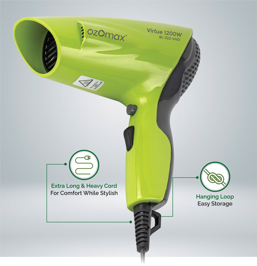 VIRTUE HAIR DRYER <br> 1200 WATT - Ozomax